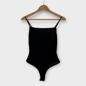 Nasty Gal Collection Women’s Size 6 Black Square Neck Ribbed Knit Bodysuit New